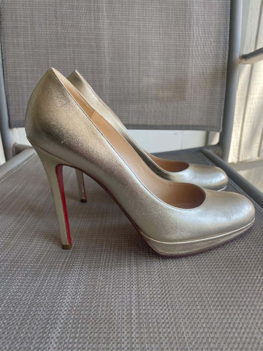 Christian Louboutin Gold Metallic Platform Pumps 38.5